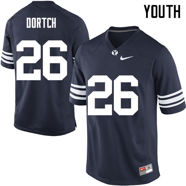 Youth #26 Caden Dortch BYU Cougars College Football Jerseys Sale-Navy